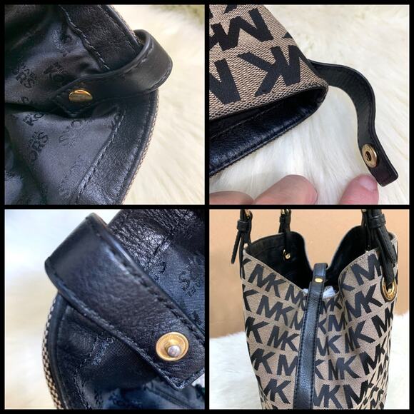 MICHAEL KORS Black/White Monogrammed Canvas JET SET GRAB BAG Tote - Picture 8 of 16